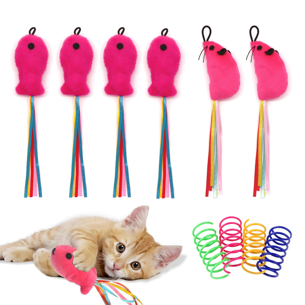 BaiKevin fish catnip toy pink for interactive play and stress relief.
