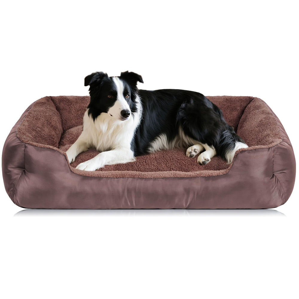 BAILARY dog bed medium four-sided bolsters provide secure comfort for restful naps.