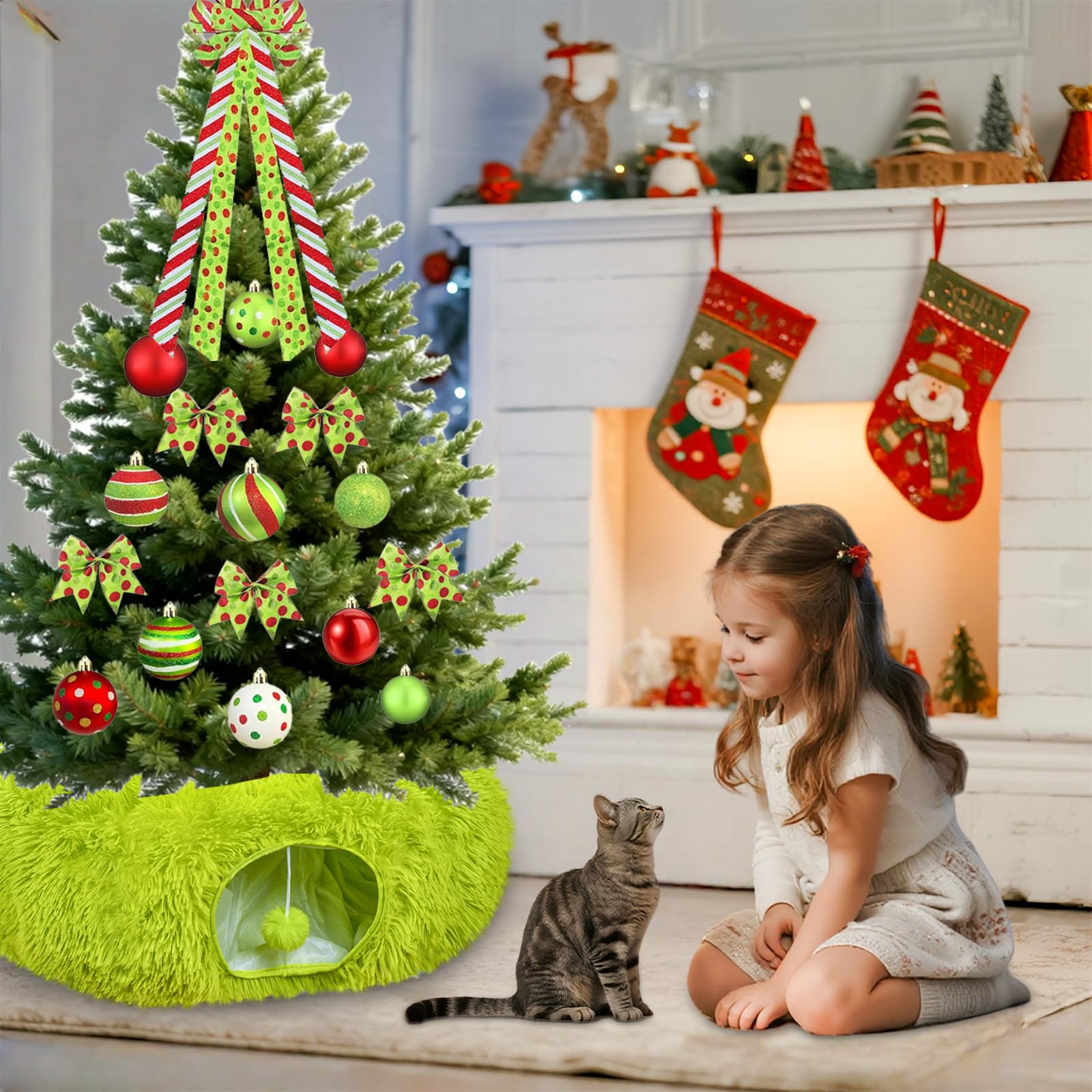 Bailiyake cat tunnel cushion detachable lime green facilitates easy cleaning and washing.