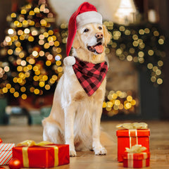 Baipesiy dog bandana green buffalo plaid, festive look for walks.