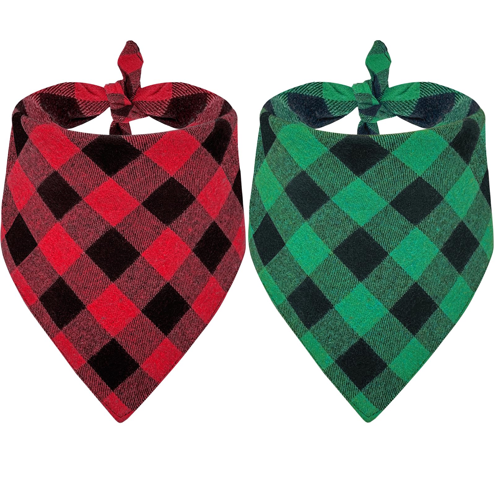 Baipesiy dog bandana red buffalo plaid close-up for holiday photo-ready style.