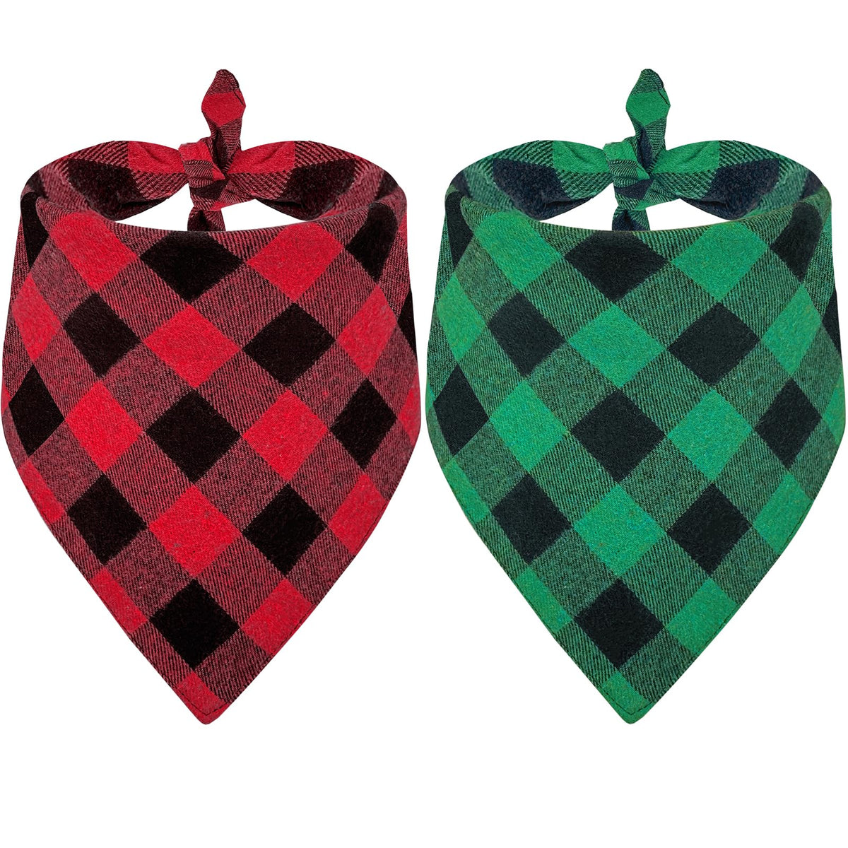 Baipesiy dog bandana red buffalo plaid close-up for holiday photo-ready style.