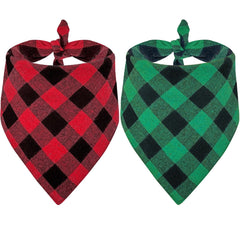 Baipesiy dog bandana red buffalo plaid close-up for holiday photo-ready style.