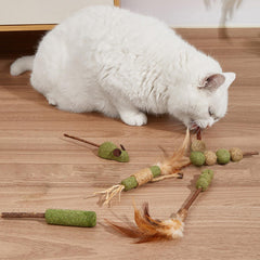 BAIRUYAO catnip-silvervine lollipop with feathers promotes indoor mental stimulation.