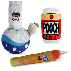 Baja Ponchos Friendly Vibes dog plush chew toys set front view ideal for interactive playtime