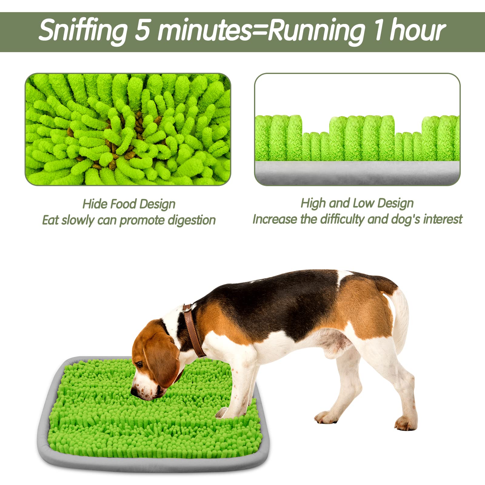 Bakumon Snuffle Mat green non-slip bottom keeps mat steady.