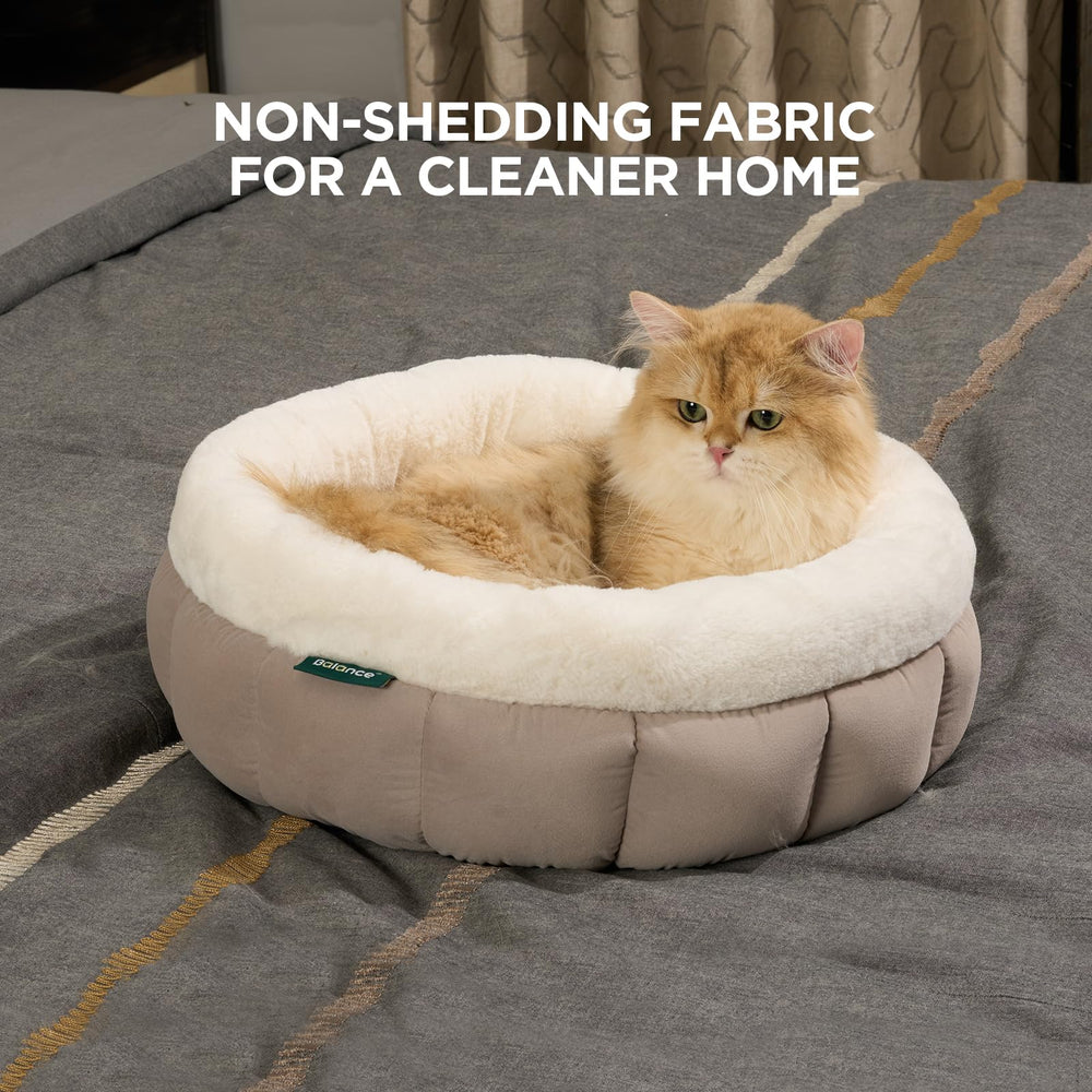 BALANCE cat bed anti-slip bottom on tile floor keeps paws steady during nap.