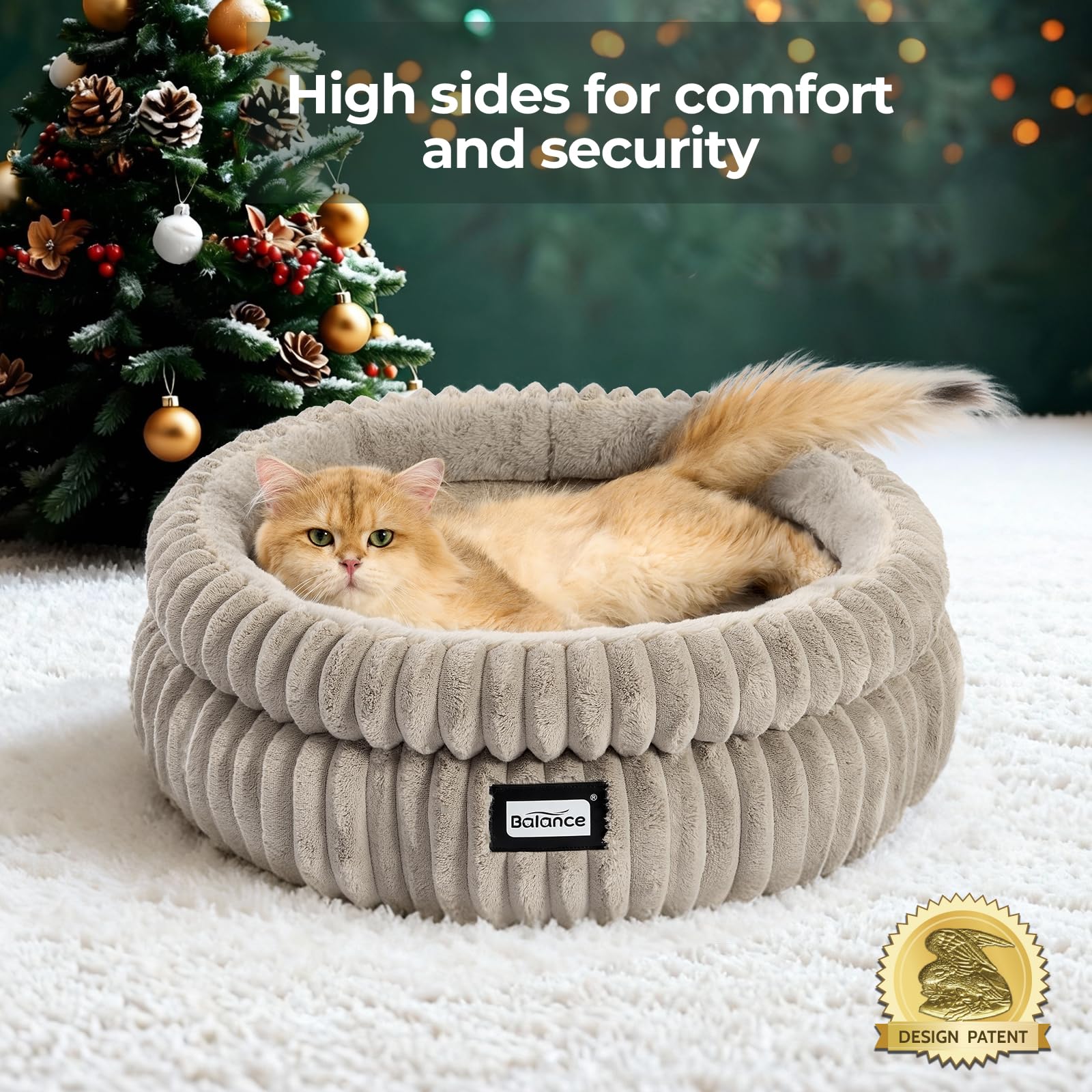 BALANCE cat bed anti-slip bottom keeps the round bed steady on tile floors.