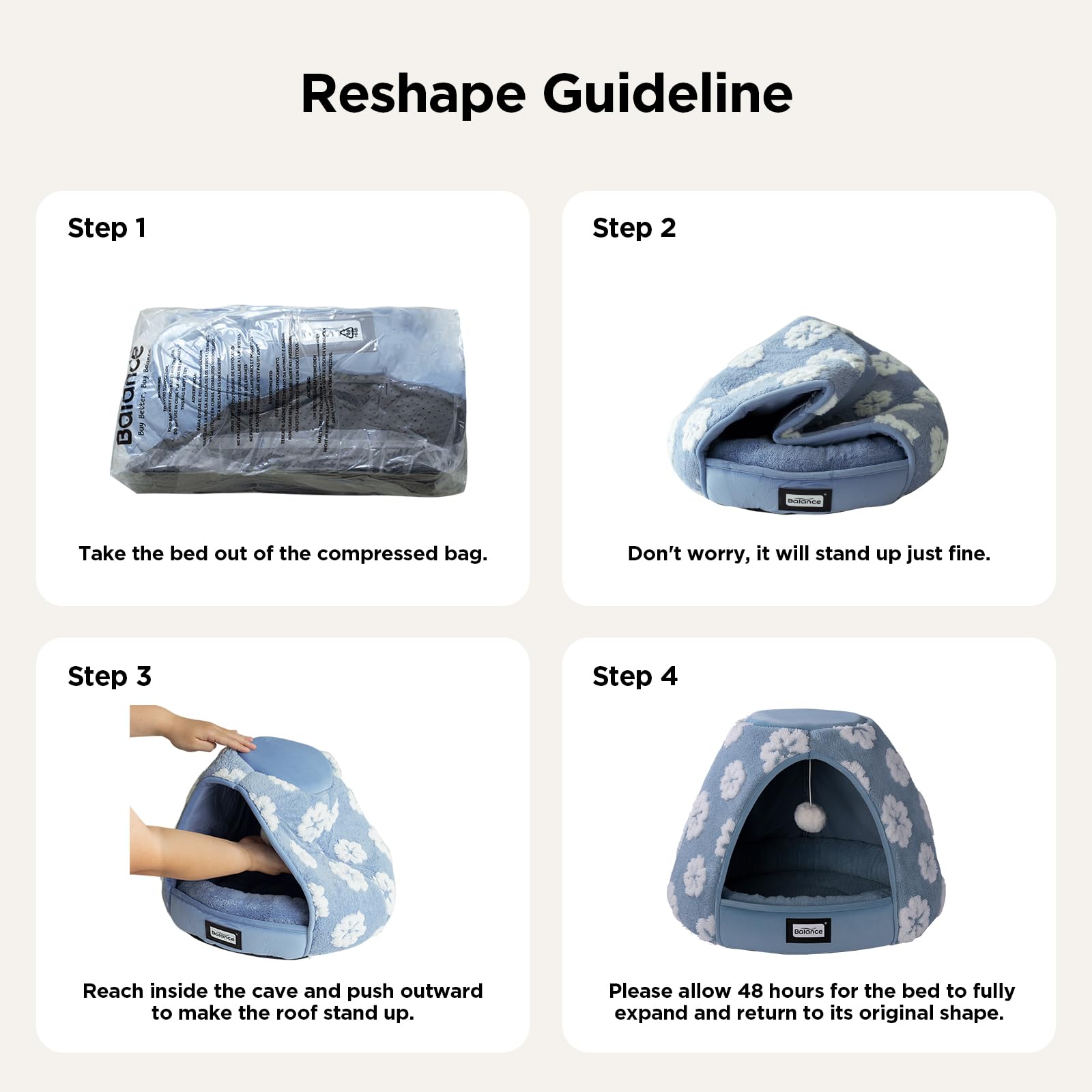 BALANCE cat bed inner cushion removable for easy cleaning and versatility.