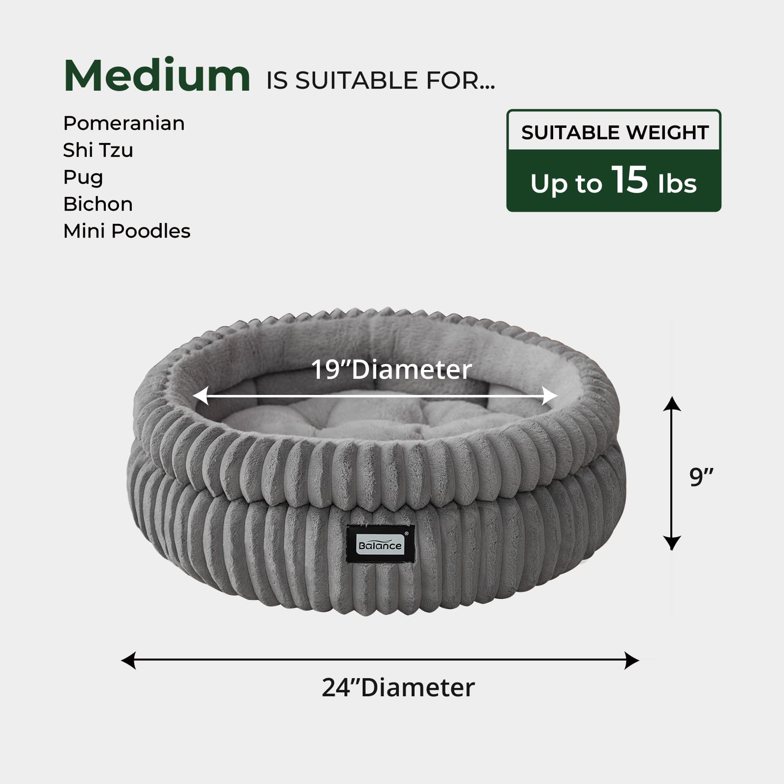 BALANCE cat bed-kitty-snuggle-round shows pet curling in plush warmth.