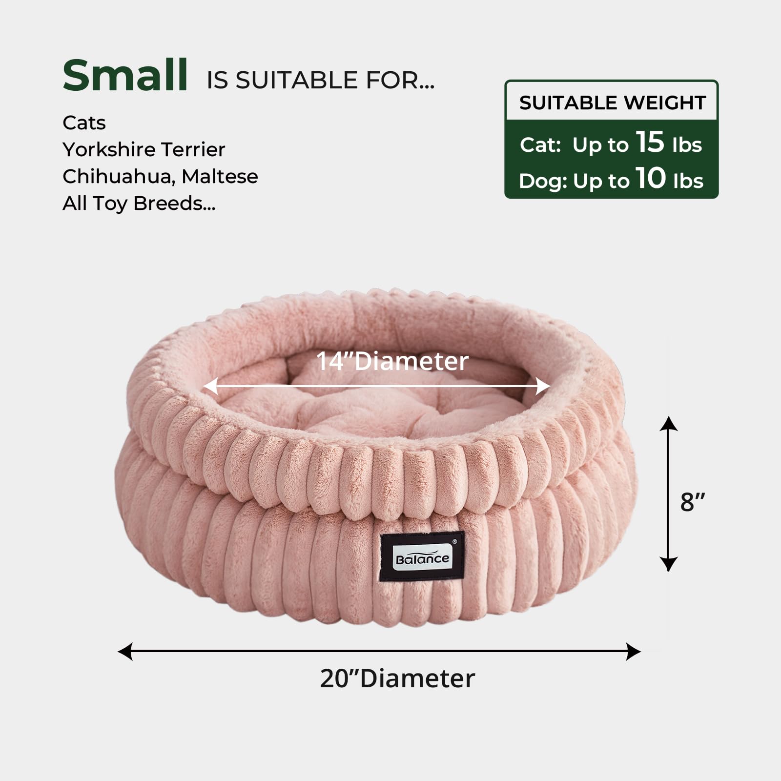 BALANCE cat bed round indoor use ideal for cozy naps.