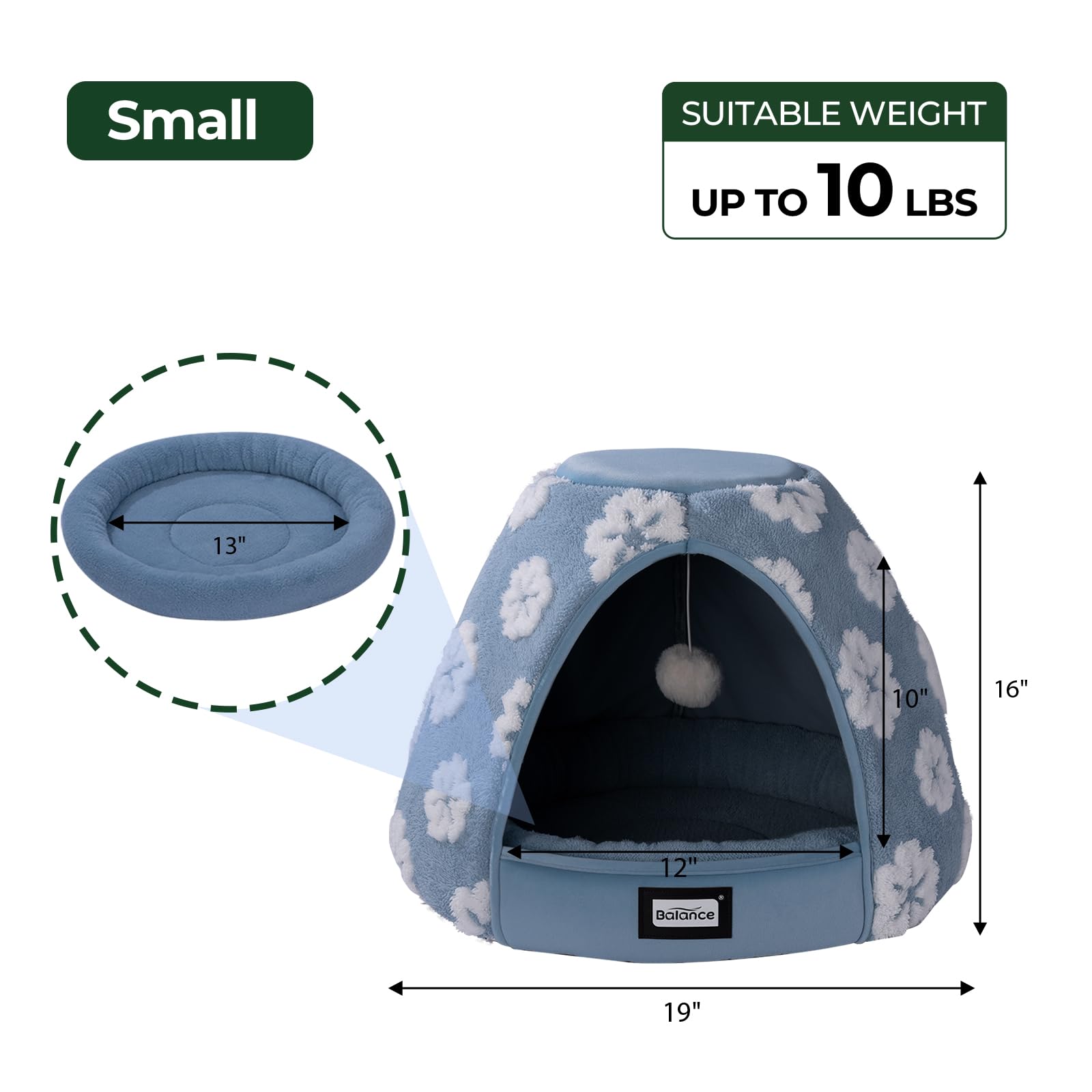 BALANCE cat bed tent-entry view shows versatile setup for play and rest.