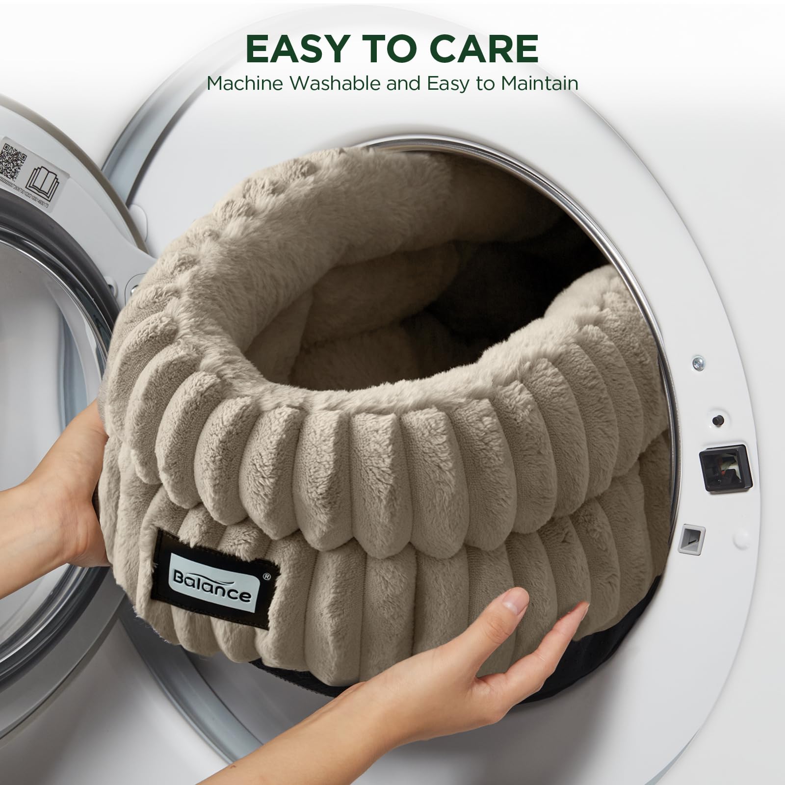 BALANCE cat bed unpacked-expansion demonstrates plush bed returning to full shape.