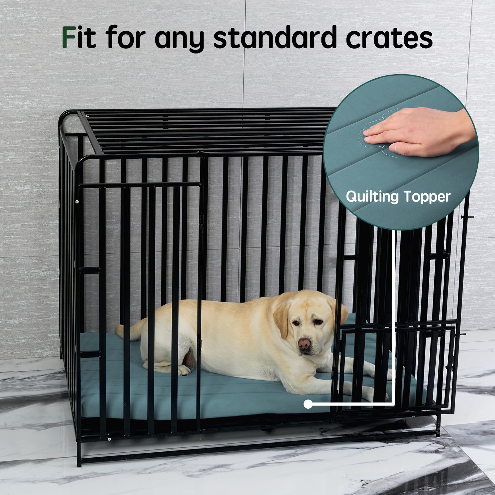 BALANCE Dog Crate Bed fabric close-up highlighting OEKO-TEX soft texture.
