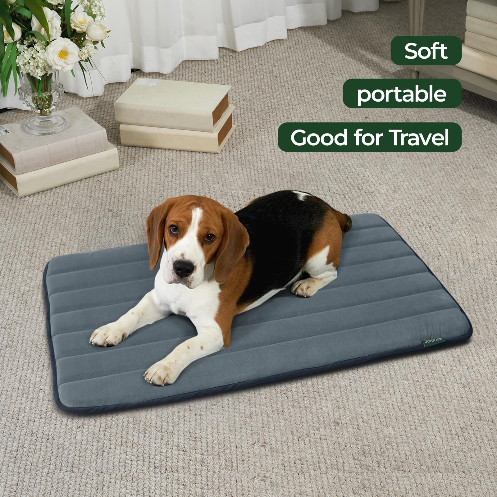 BALANCE Dog Crate Pad anti-slip-base keeps mat in place