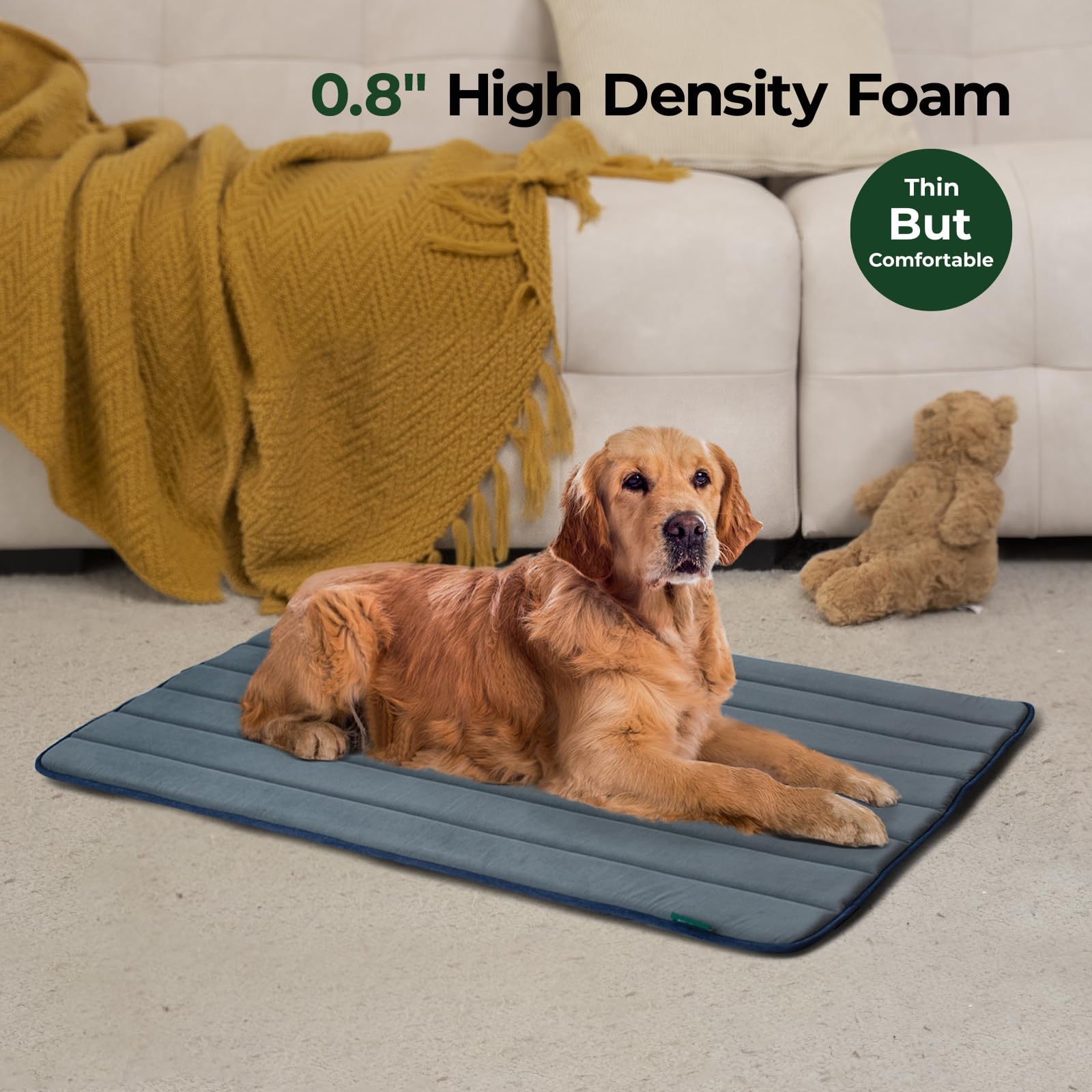 BALANCE Dog Crate Pad anti-slip base keeps pad stable on the floor