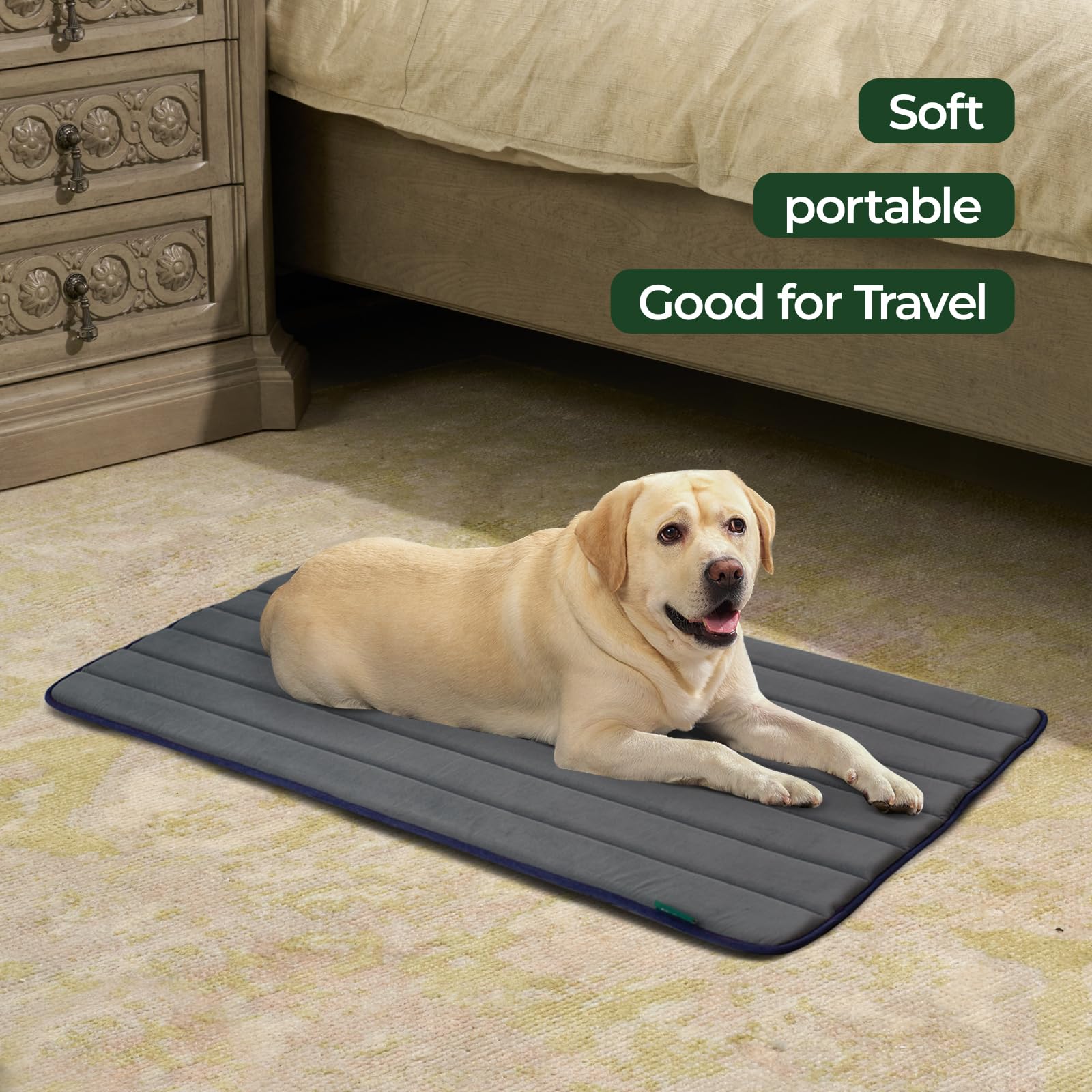 BALANCE Dog Crate Pad close-up shows ultra-soft foam texture for support