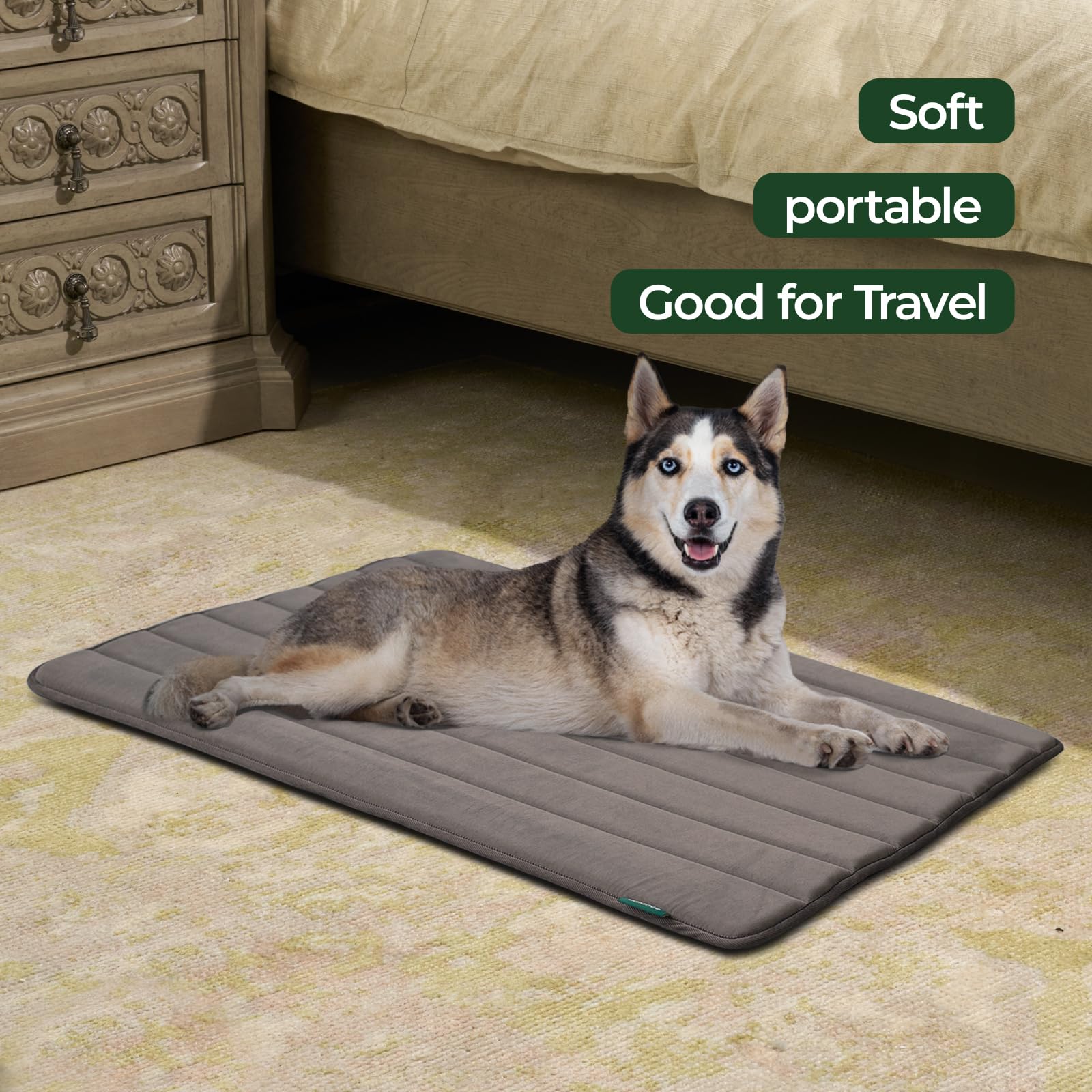 BALANCE crate pad with water-resistant top protects foam during accidents.