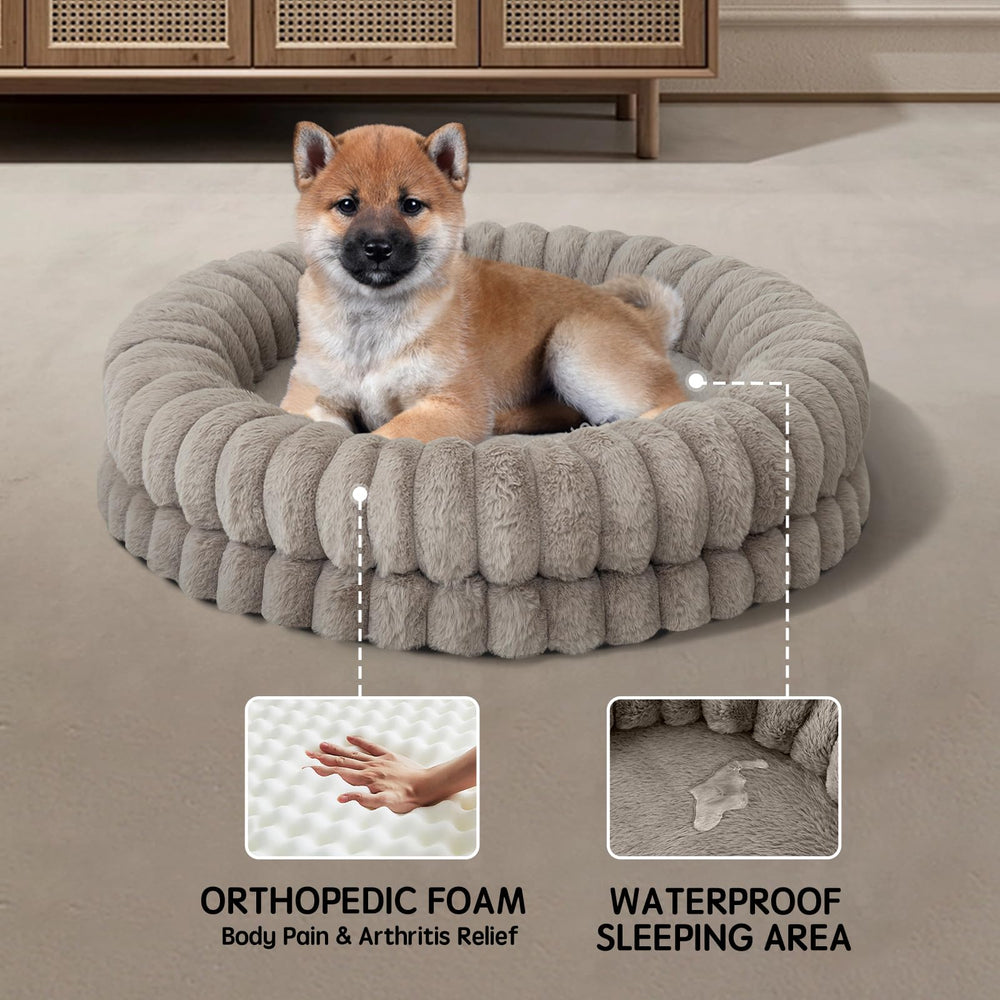 BALANCE donut bed non-shedding plush keeps mess minimal during naps