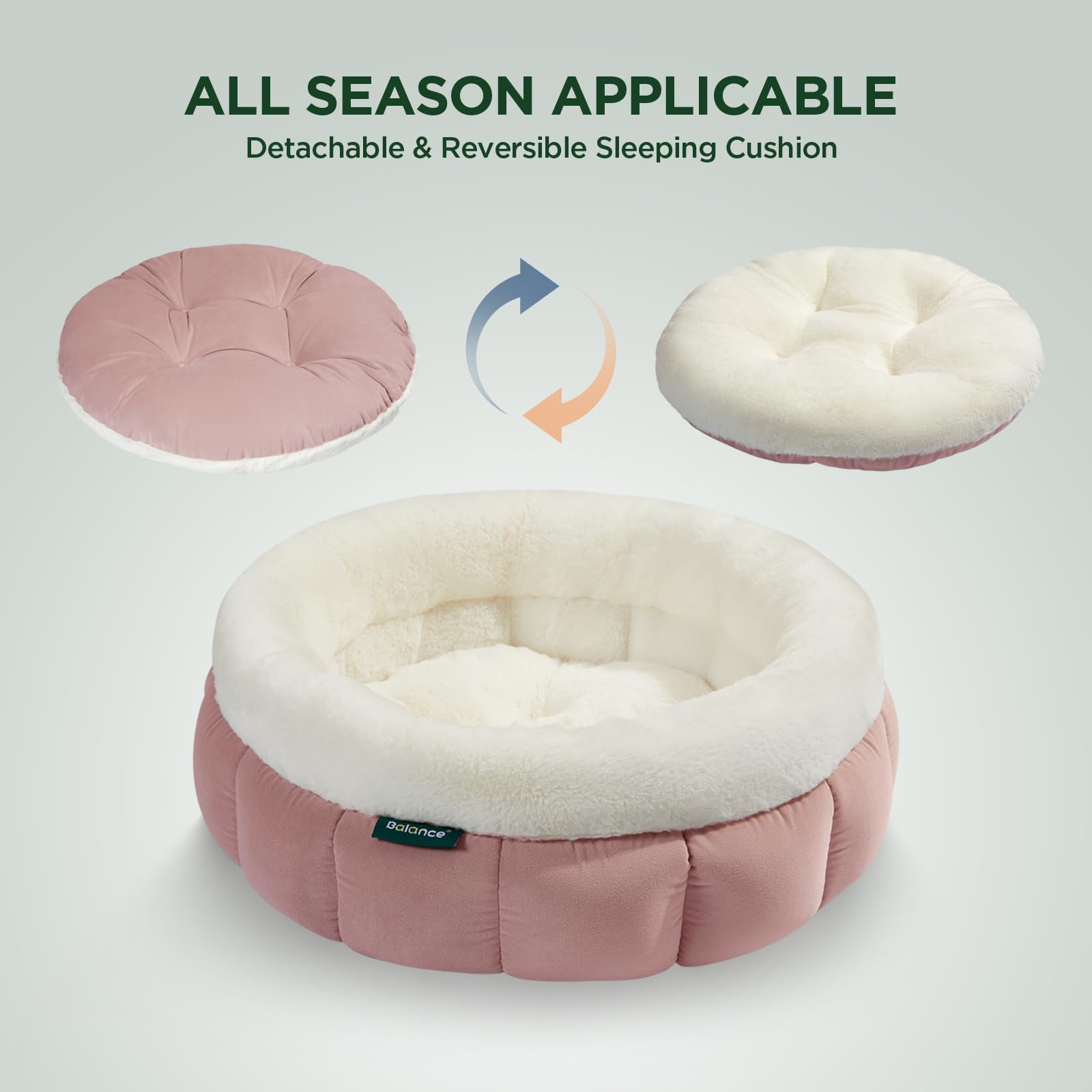BALANCE round bed with security neck support for relaxed lounging.