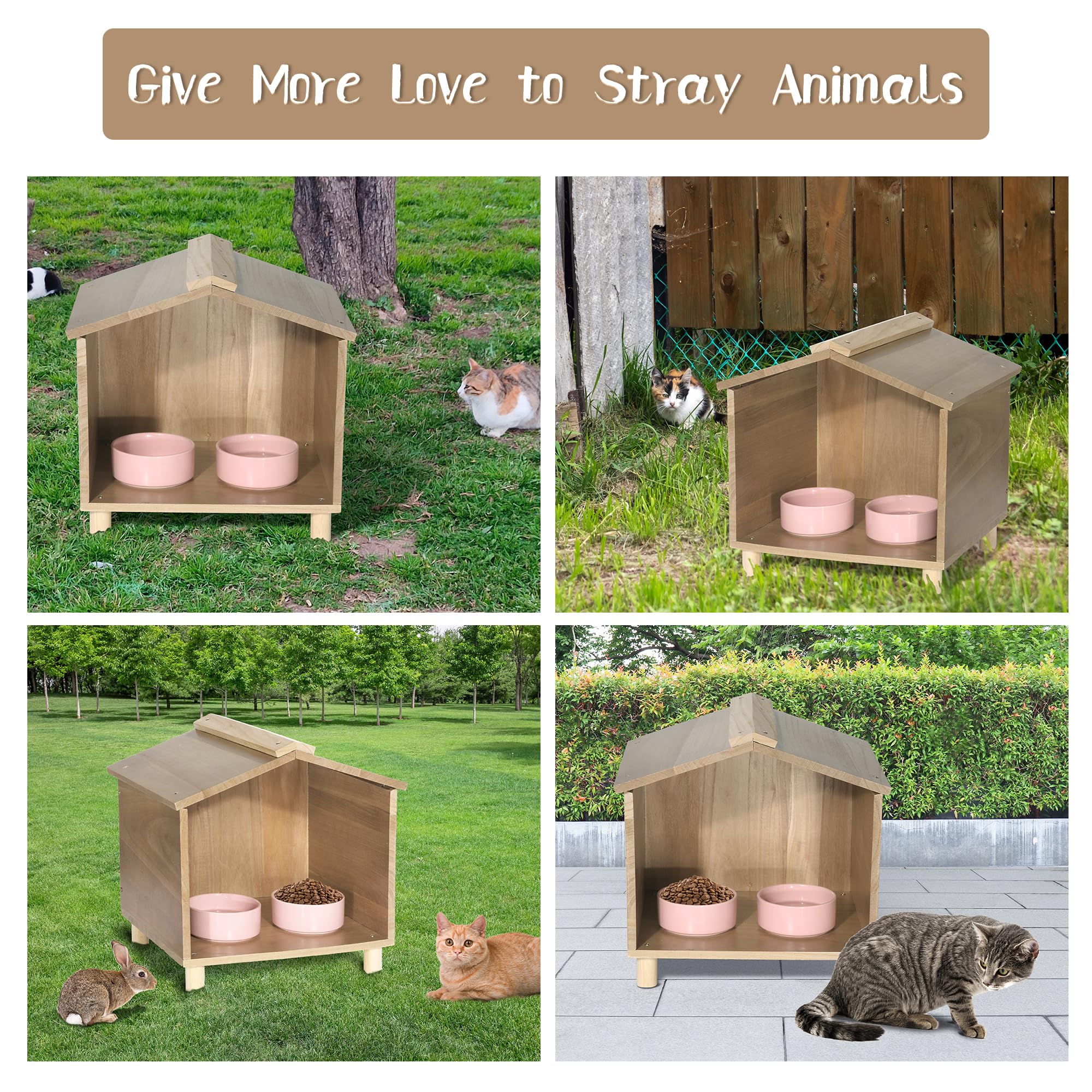 BALAPET Outdoor Cat Feeder & Shelter assembled image illustrates easy setup with mounting hardware.