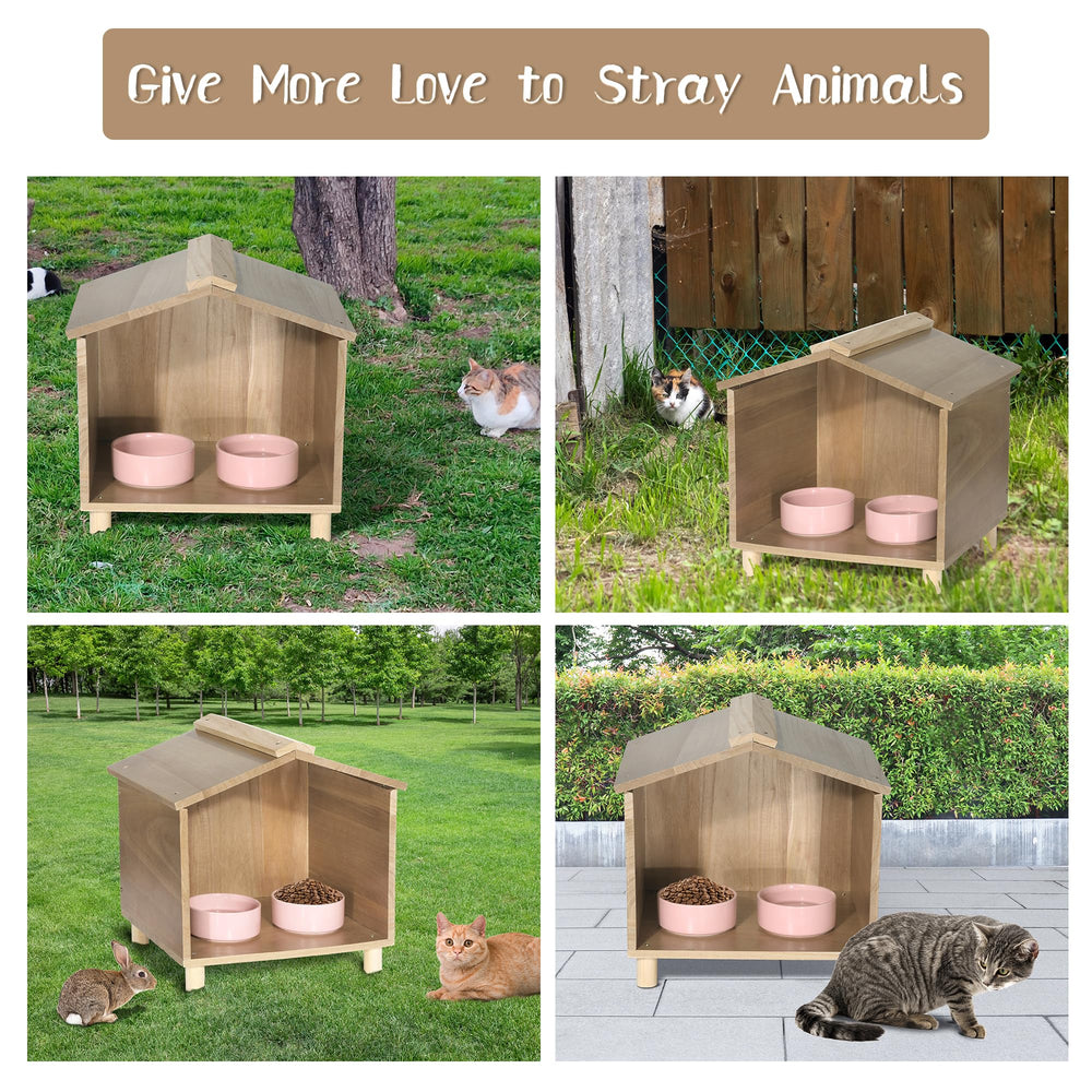 BALAPET Outdoor Cat Feeder & Shelter assembled image illustrates easy setup with mounting hardware.