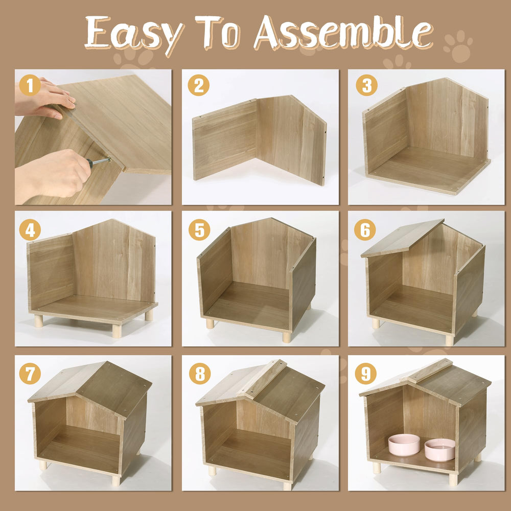 BALAPET Outdoor Cat Feeder & Shelter closeup-material highlights durable solid-wood construction for outdoor use.