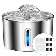 BalimoPet cat water fountain front view with large 74oz tank for convenient hydration.