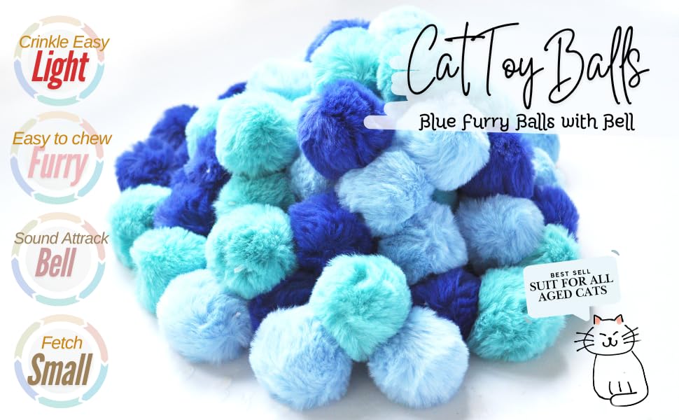 BALLMIE cat toy ball blue with bell pack collection highlights nine balls with catnip