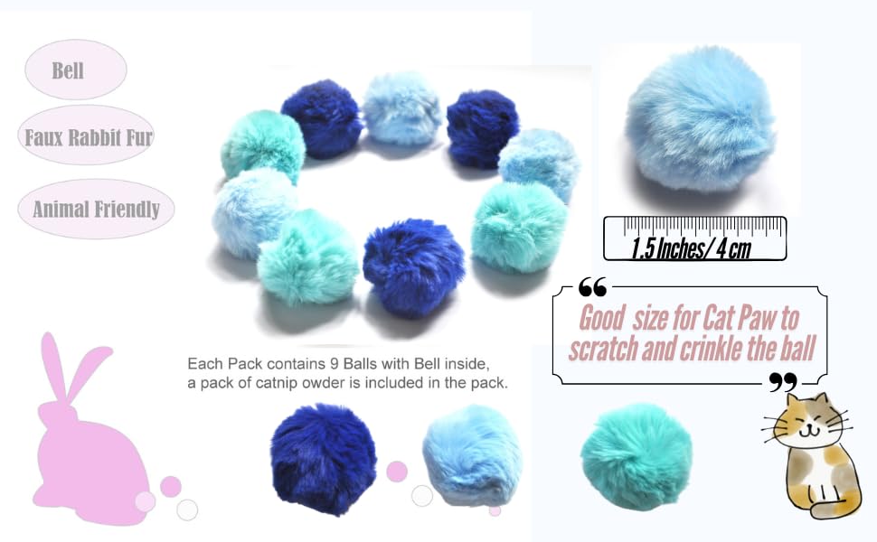 BALLMIE cat toy ball blue with bell rattle detail emphasizes sound and chase
