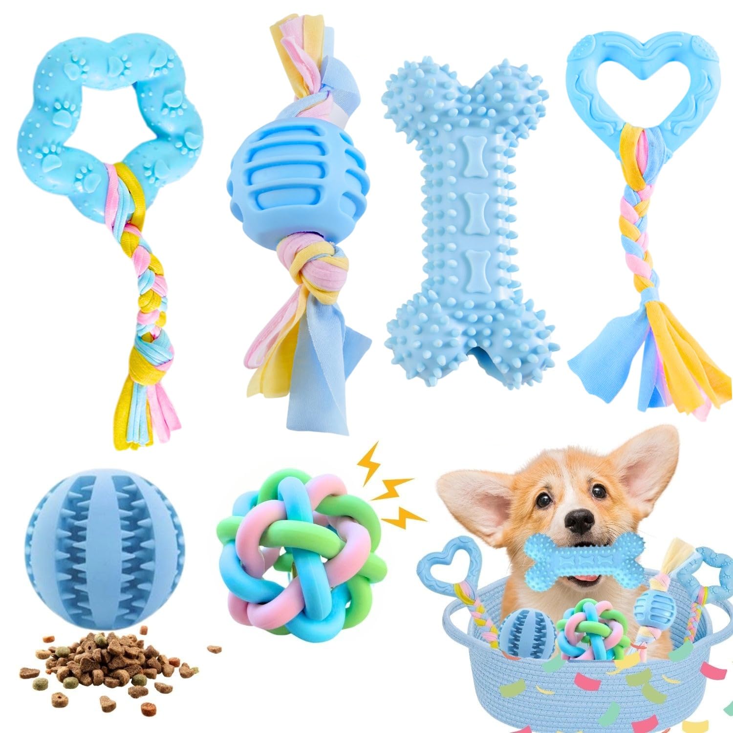 Bambinom chews pack cover: blue toys ideal for teething and indoor play