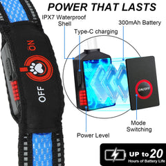 Bamda LED collar Blue-L provides 270-degree luminescence for easy pet location.