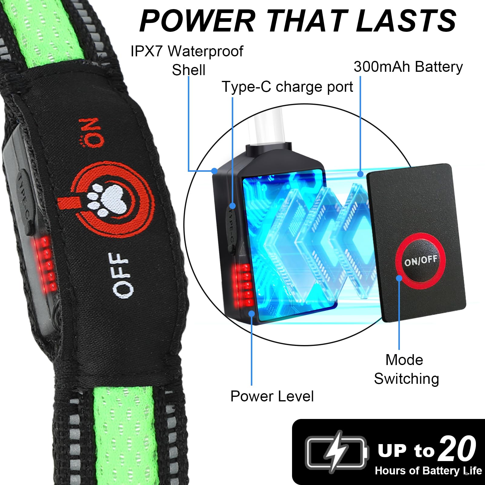Bamda Light Up Dog Collar night-walk-usage demonstrates extended glow for late strolls.