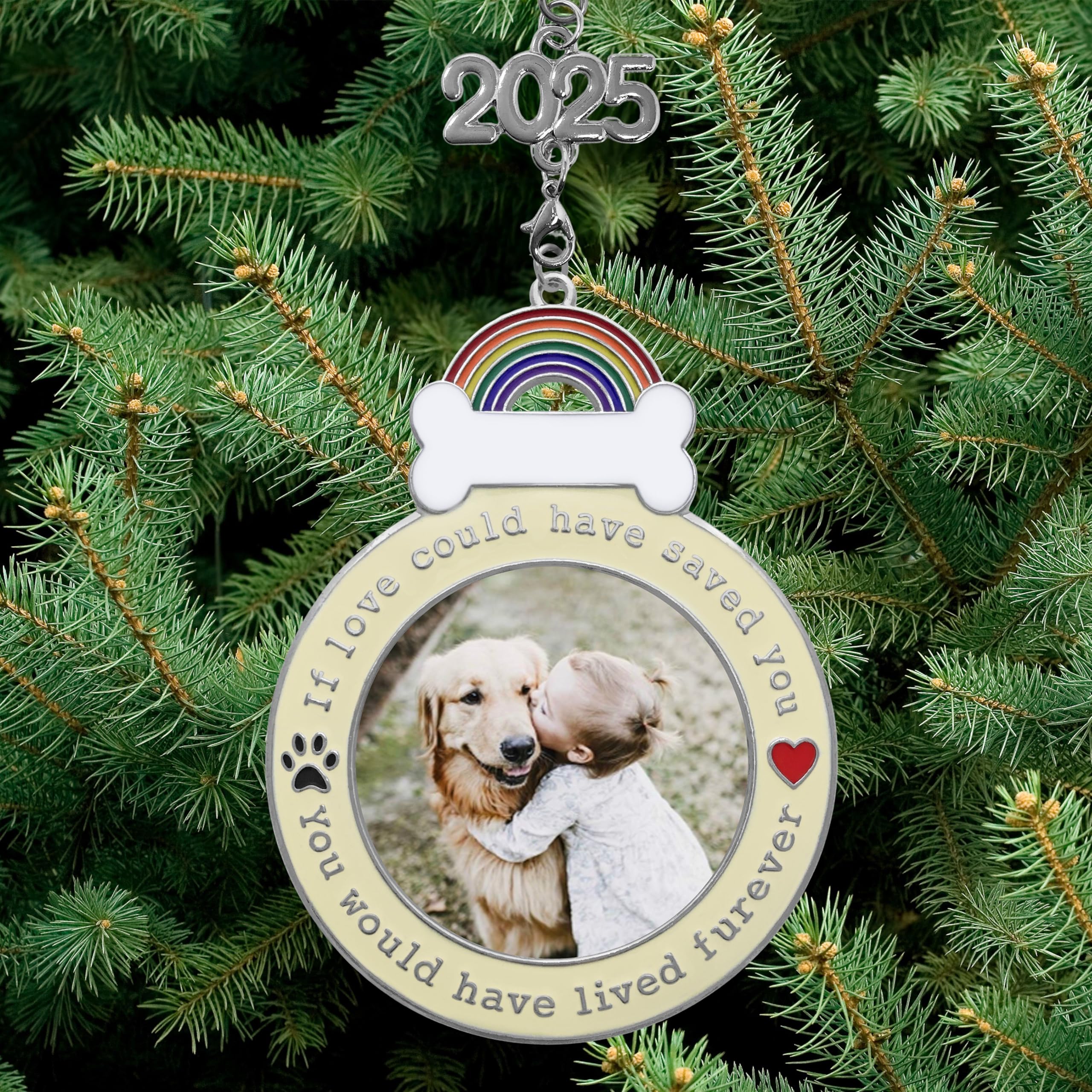 BANBERRY DESIGNS dog memorial 2025 ornament photo slot ready for your loved pet photo
