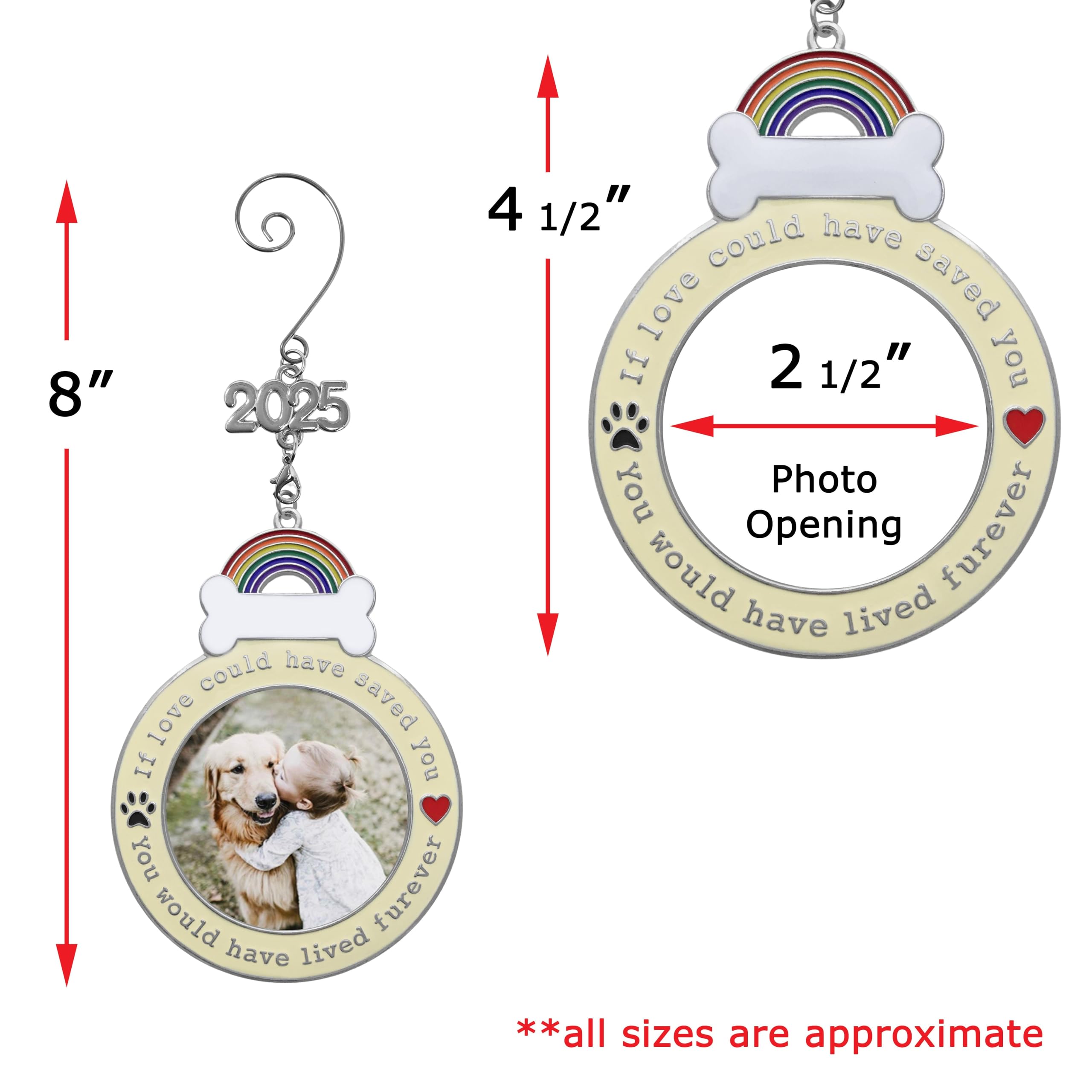 BANBERRY DESIGNS dog memorial 2025 ornament red hearts and pawprints evoke remembrance