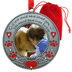 Banberry Designs pet memorial ornament back engraving area allows personalized inscription
