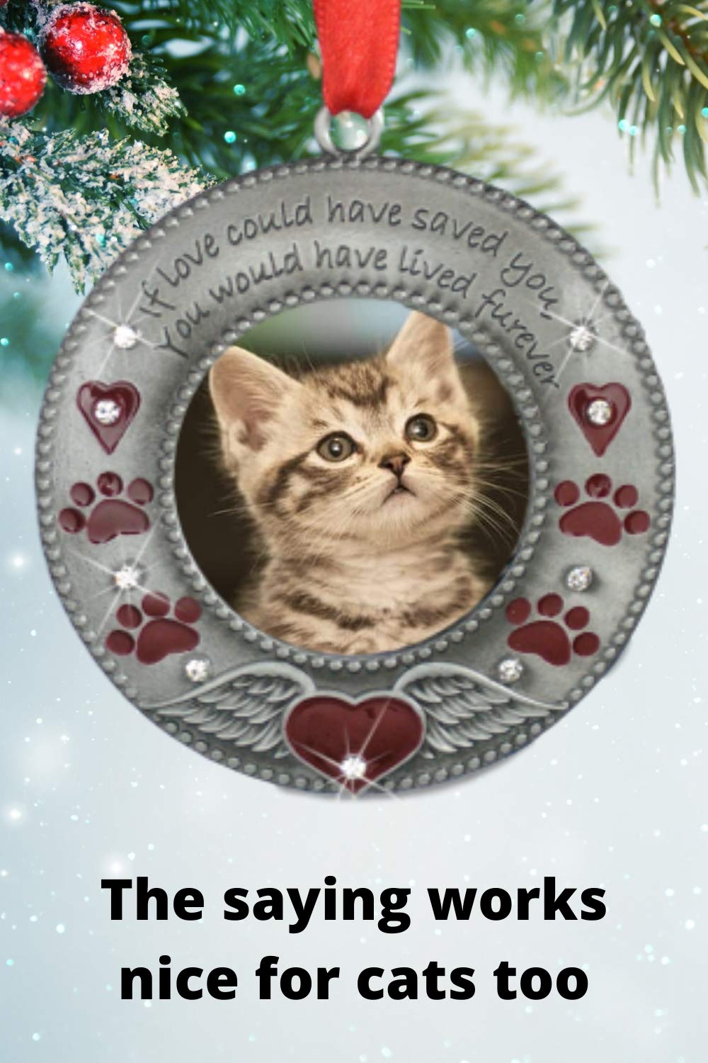 Banberry Designs pet memorial ornament cat photo slot captures a beloved cat's image for display