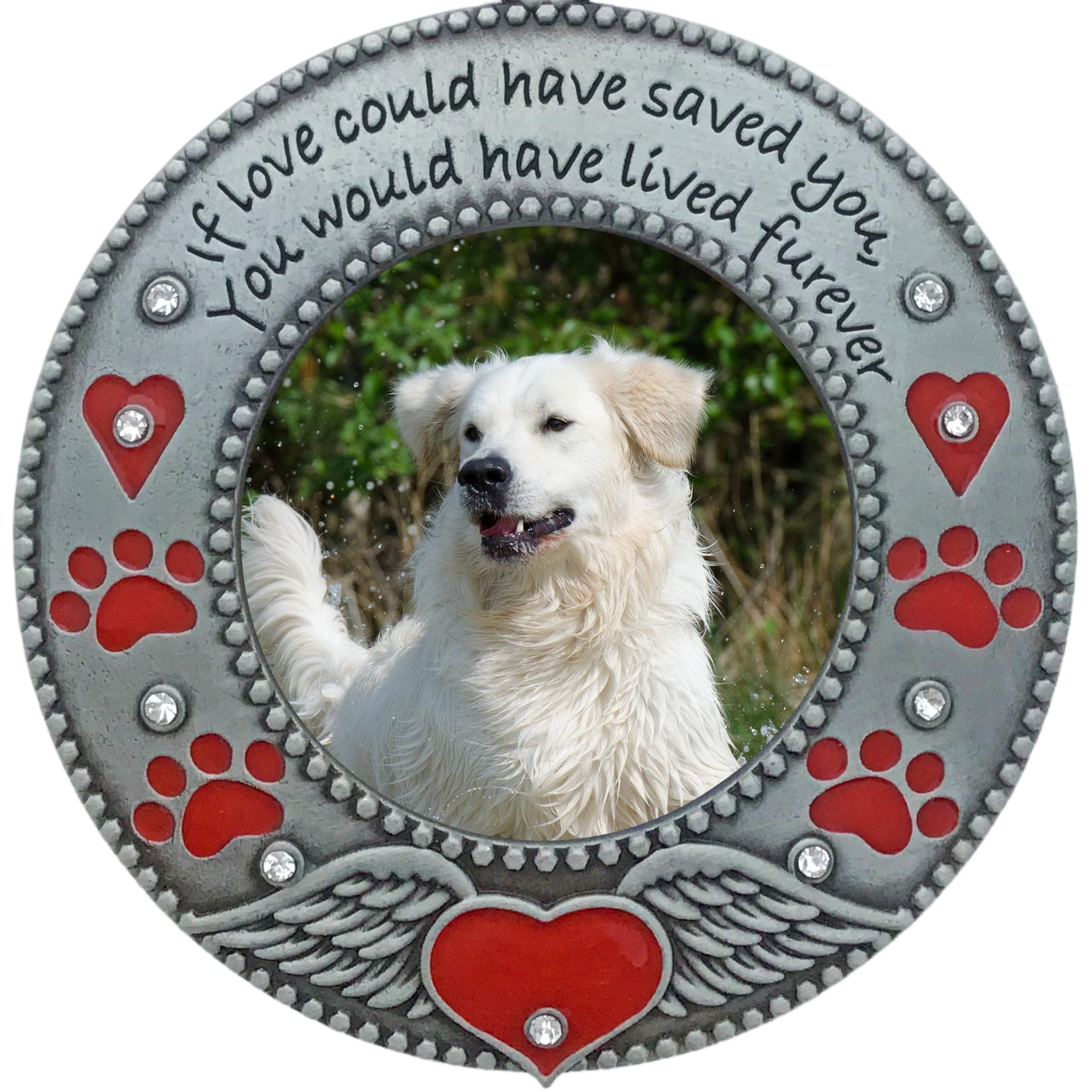 Banberry Designs pet memorial ornament dog photo slot captures a beloved dog's image for display