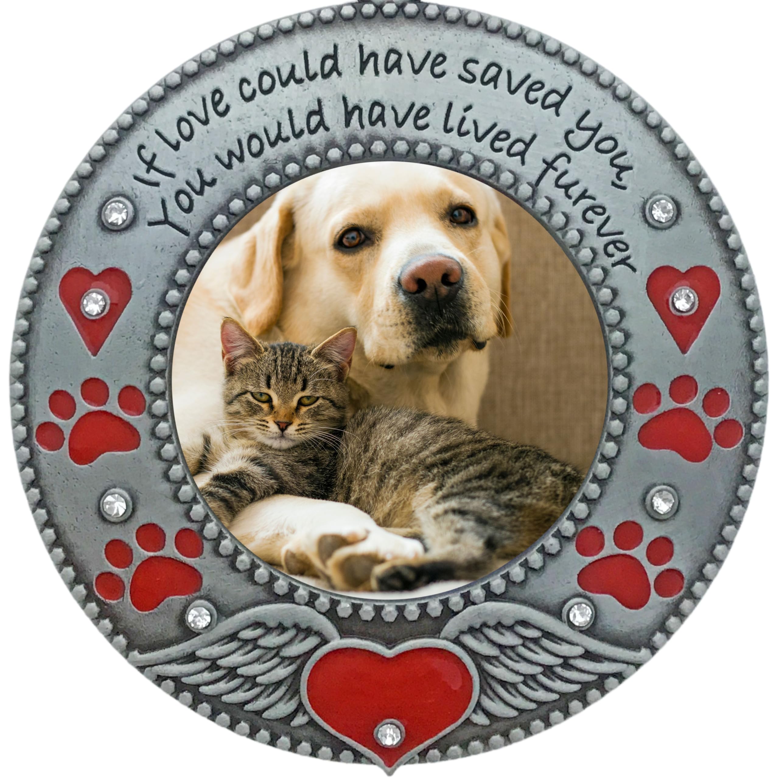 Banberry Designs pet memorial ornament jeweled red heart detail emphasizes love and remembrance