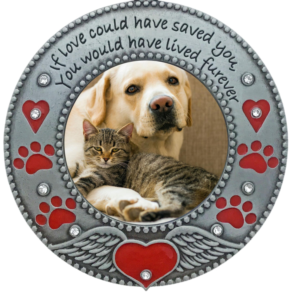 Banberry Designs pet memorial ornament jeweled red heart detail emphasizes love and remembrance