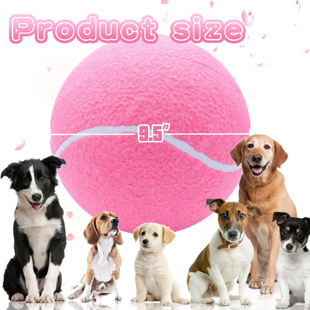 Banfeng big tennis ball pink closeup shows thick felt for bright visibility during fetch