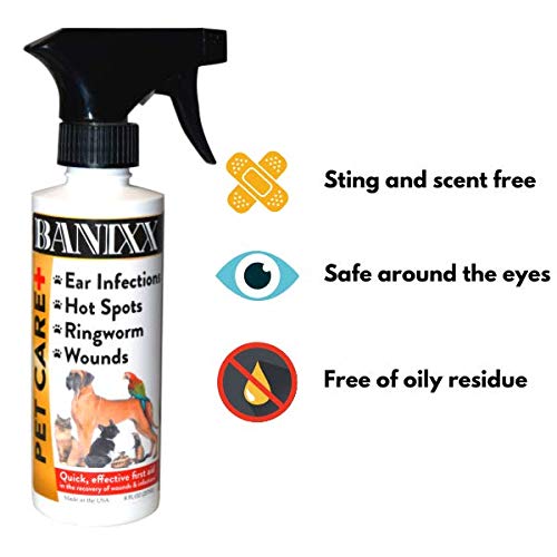 Banixx Pet Care spray bottle labeled Made in USA