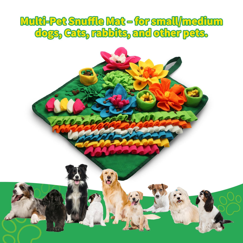 Banlangen Snuffle Mat's non-slip base and straps keep it secure during use.