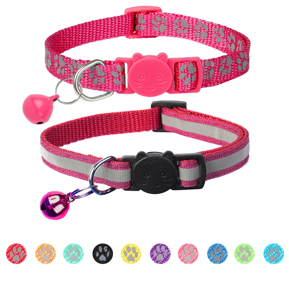 BANMODER hot pink reflective collar pack for cats enhances nighttime visibility