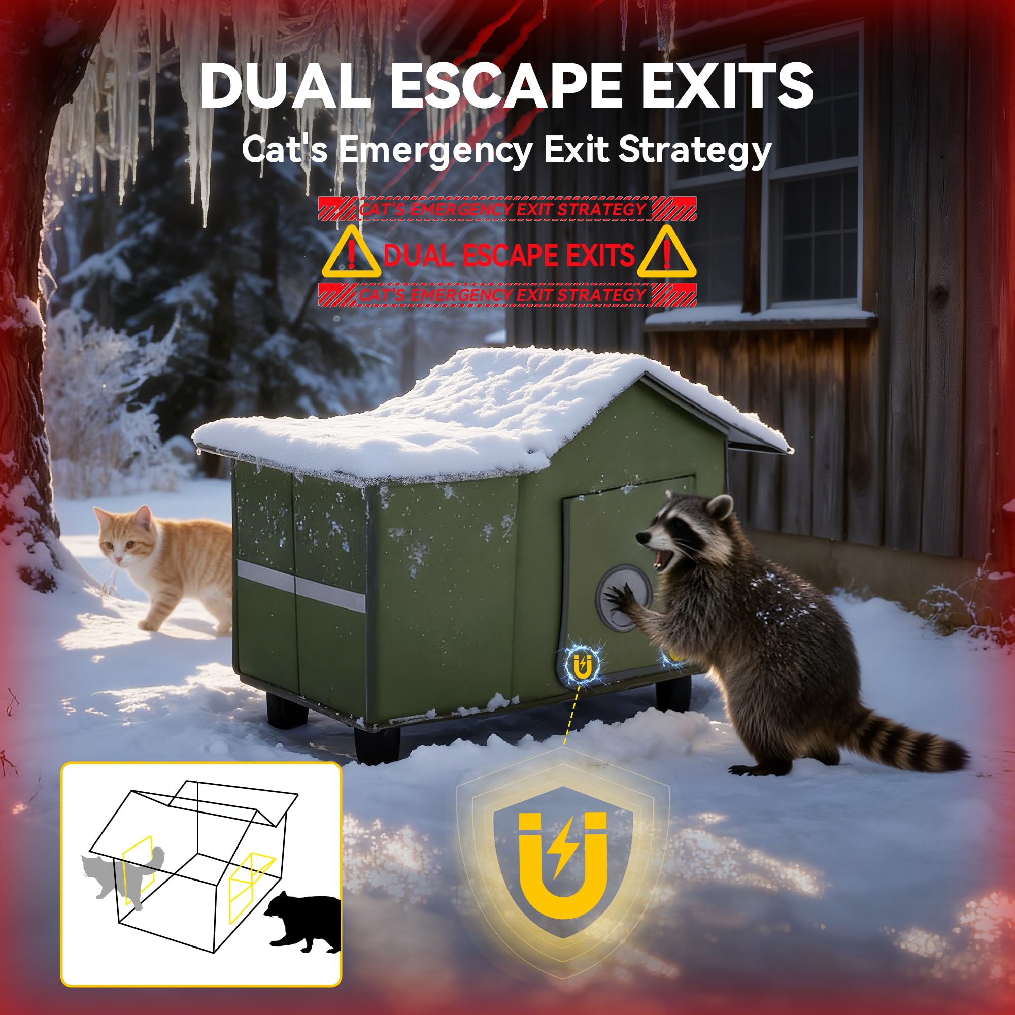 Banxye Outdoor Cat House insulated walls highlight warmth retention without moisture buildup