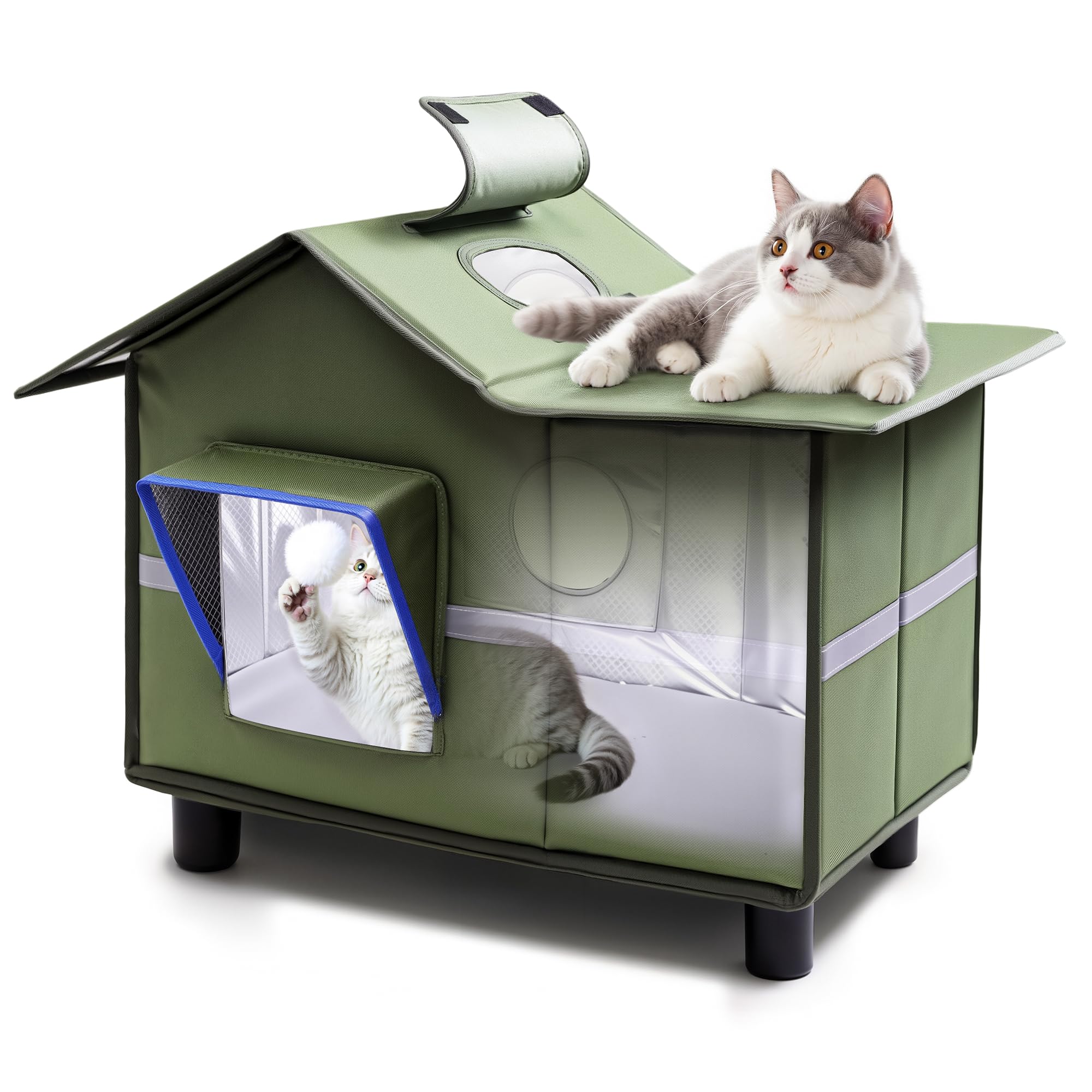 Banxye Outdoor Cat House large top view shows spacious shelter for lounging in sun