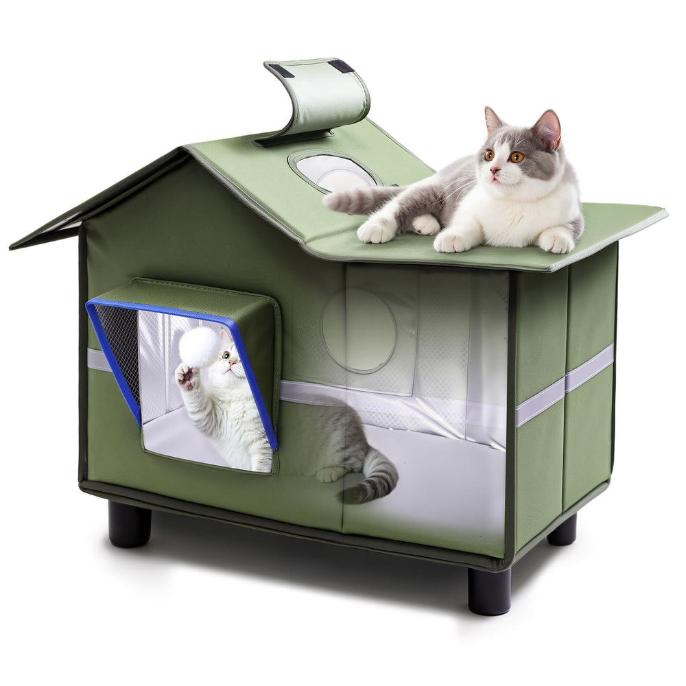Banxye Outdoor Cat House large top view shows spacious shelter for lounging in sun