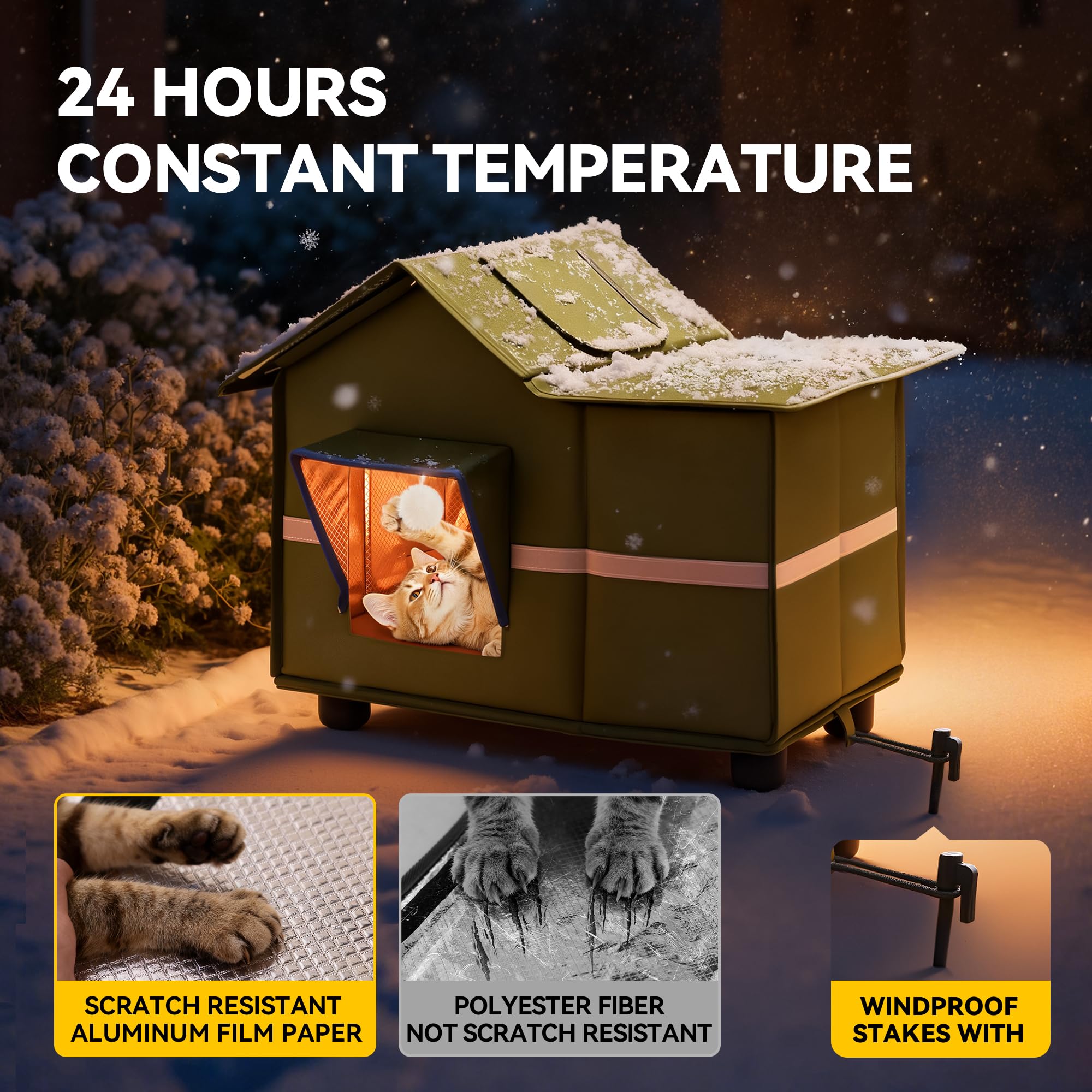 Banxye Outdoor Cat House removable liner simplifies cleaning and quick maintenance