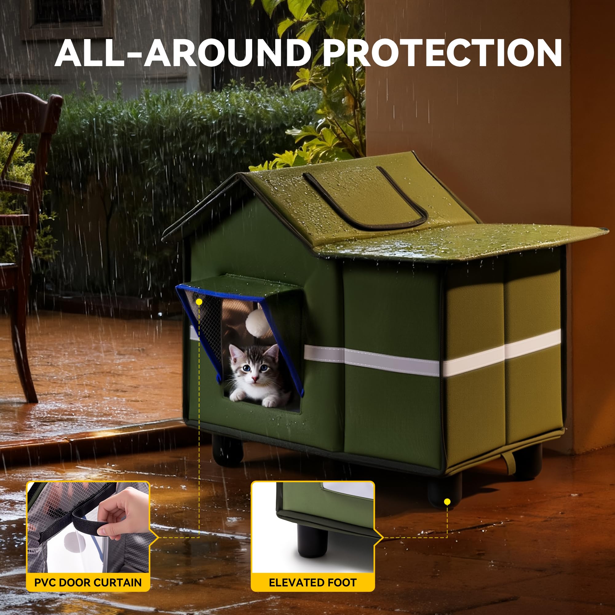 Banxye Outdoor Cat House viewing window invites light filled lounging and easy monitoring
