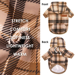 BAOBICUTE dog hoodie plaid side view shows breathable fabric and comfortable motion.